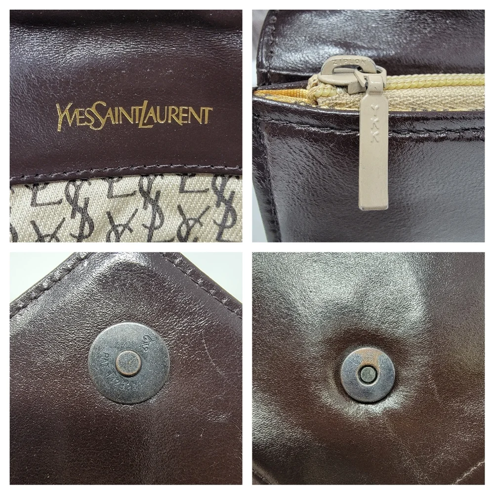 Vintage Yves Saint Laurent Chevron Quilted Leather Cutch Bag - Picture 8 of 10